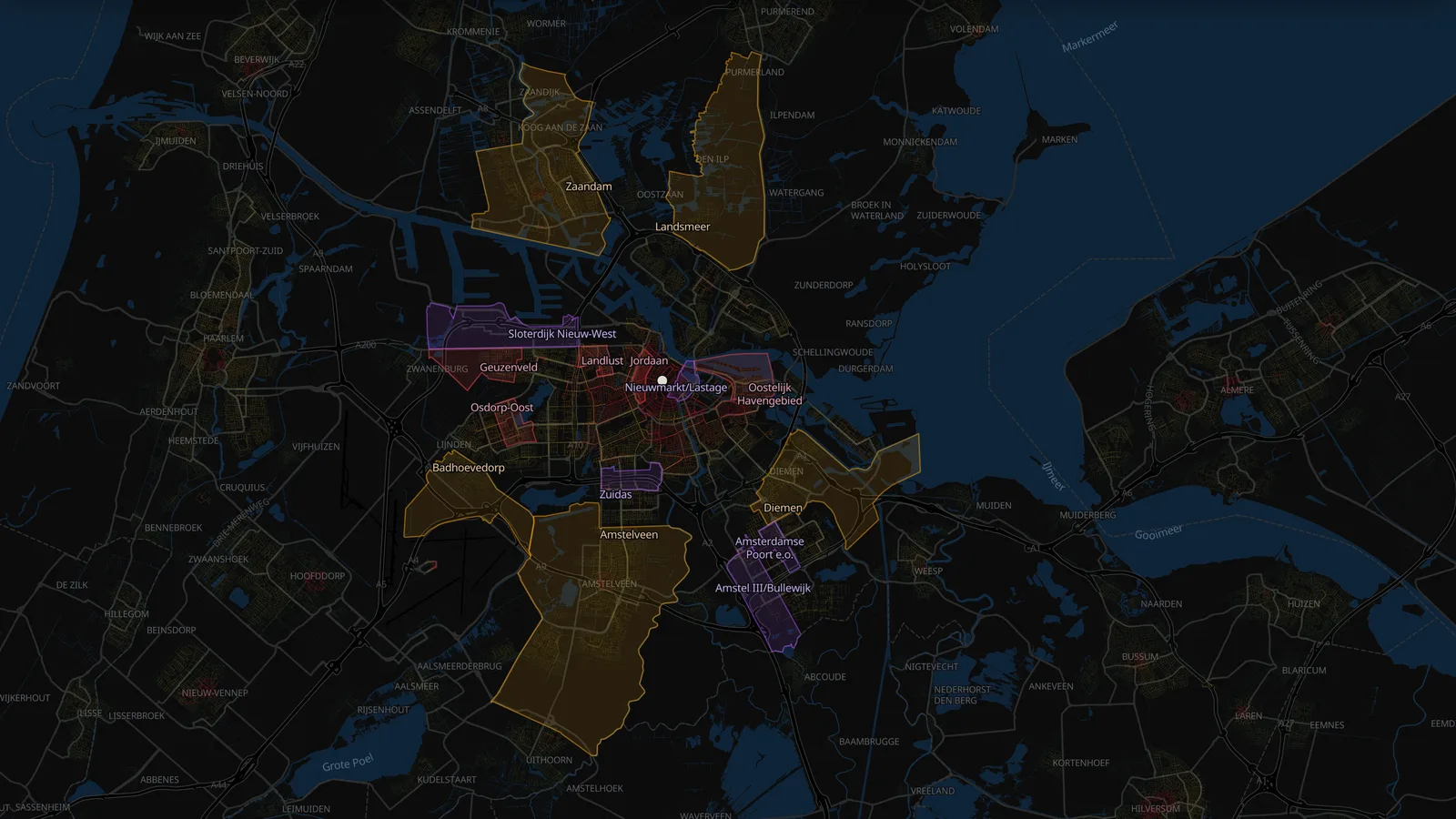 Amsterdam with Zaandam, Amstelveen, Diemen and the other towns around it in Takt