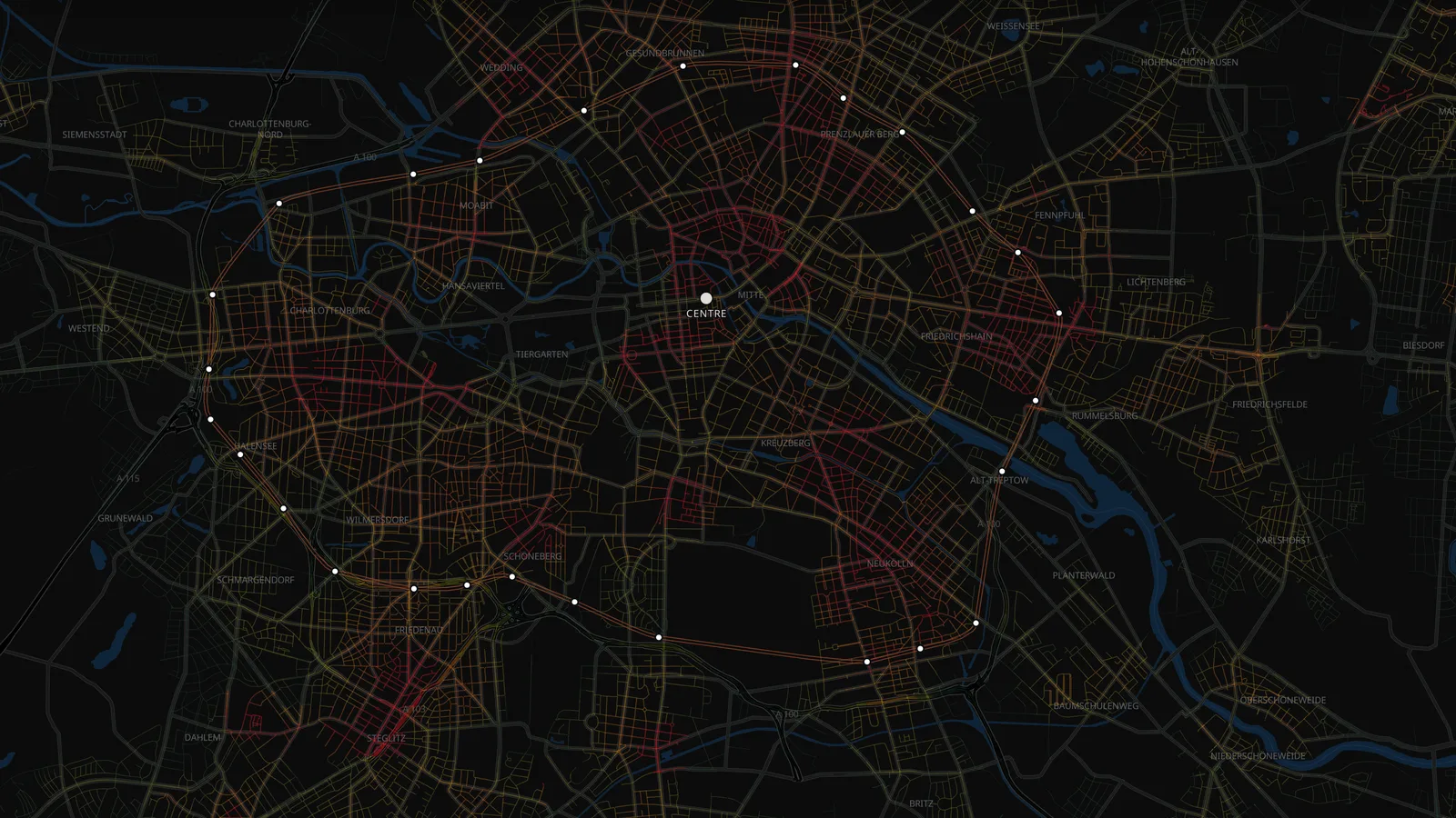 The Ring around Berlin's inner city in Takt, with the demand inside it