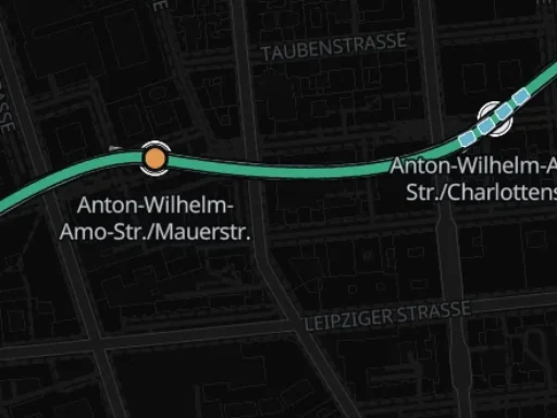 An amber transfer marker at a Berlin interchange